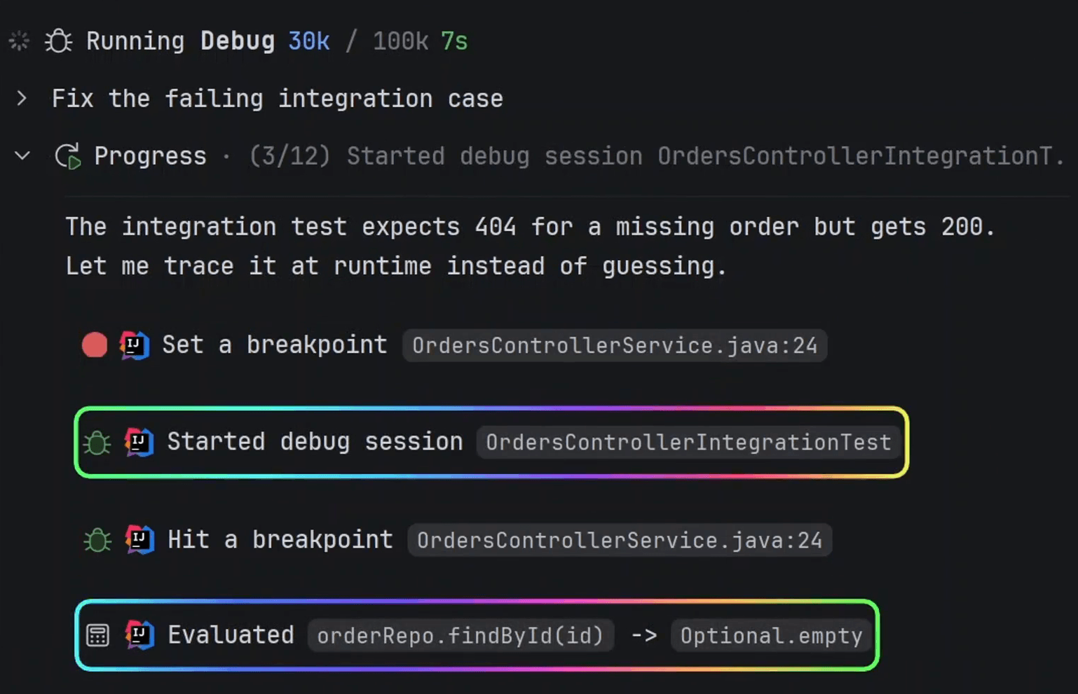 IDE debugger showing breakpoints, live variables, and the call stack