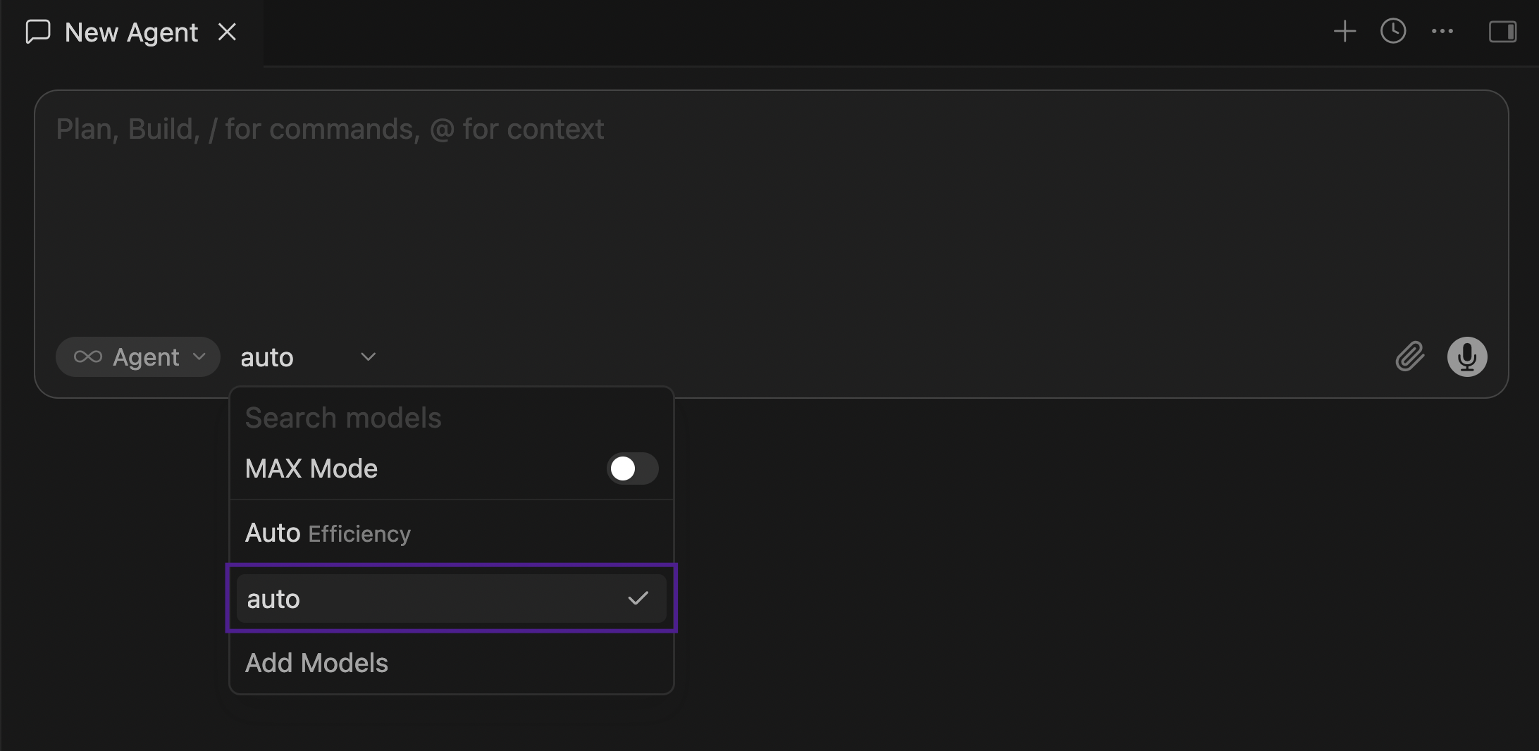 Cursor: choosing the added model