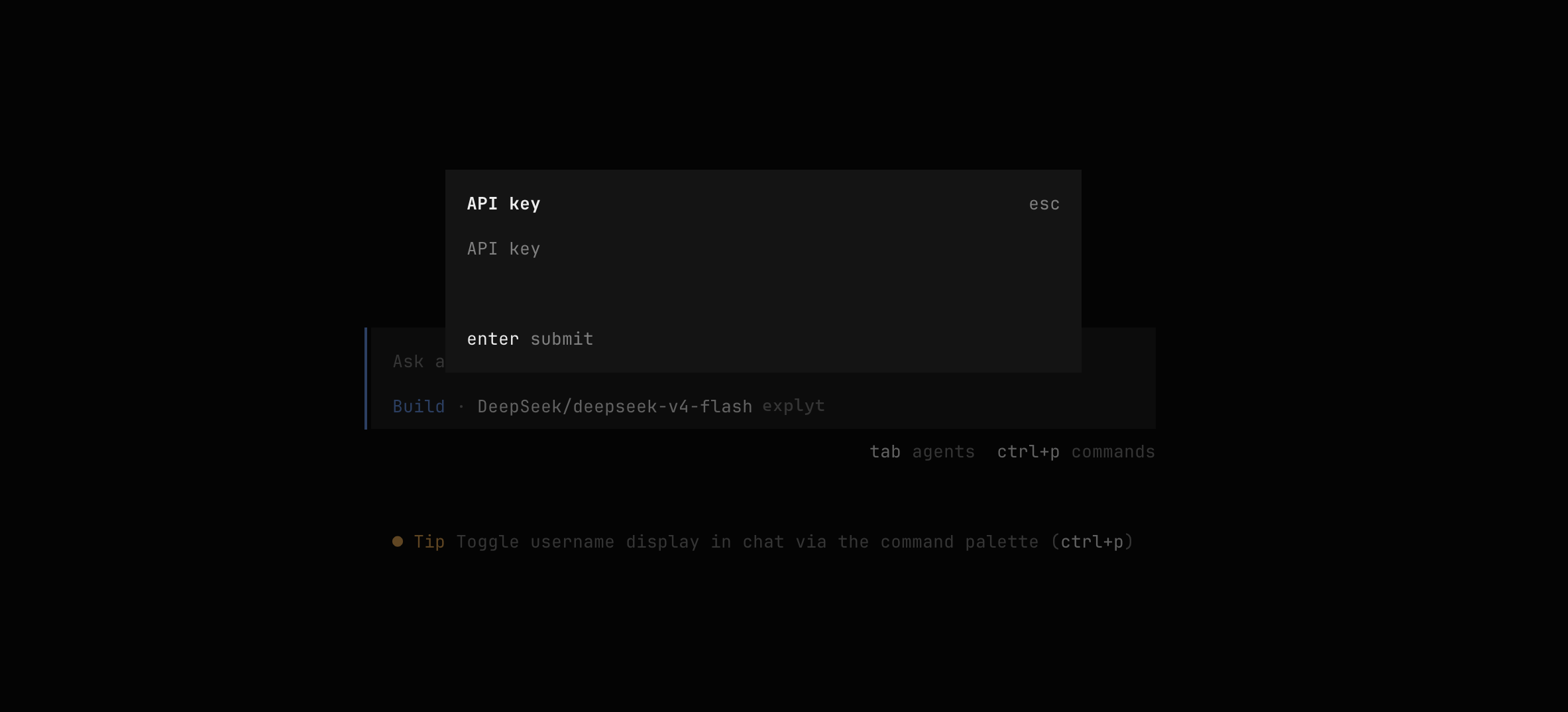 OpenCode: entering the API key