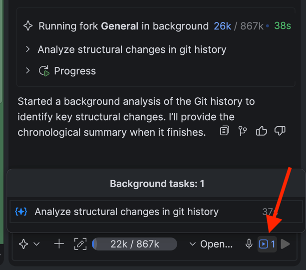 Background tasks panel