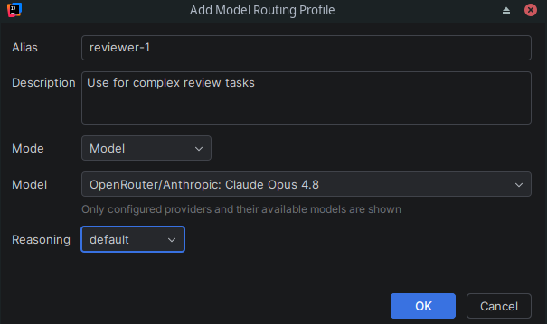 Add profile dialog