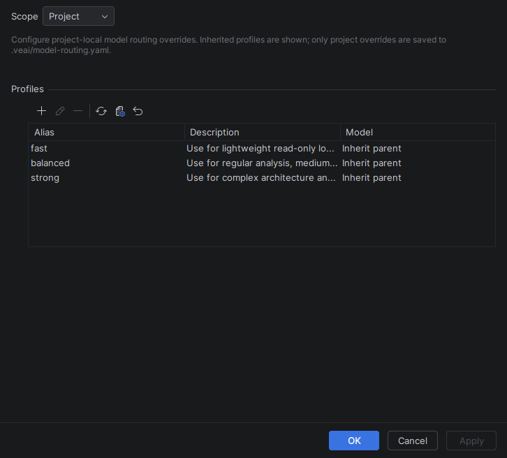 Model Routing settings page