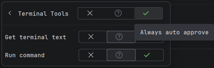 Access settings for terminal tools