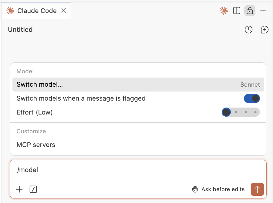 Claude Code for VS Code: choosing a model