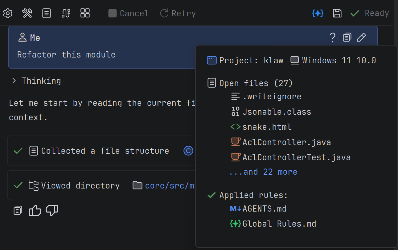 Transparent technical context of the prompt