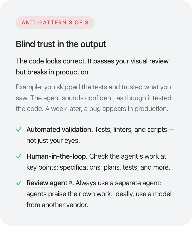 Anti-pattern 3: blind trust in the output