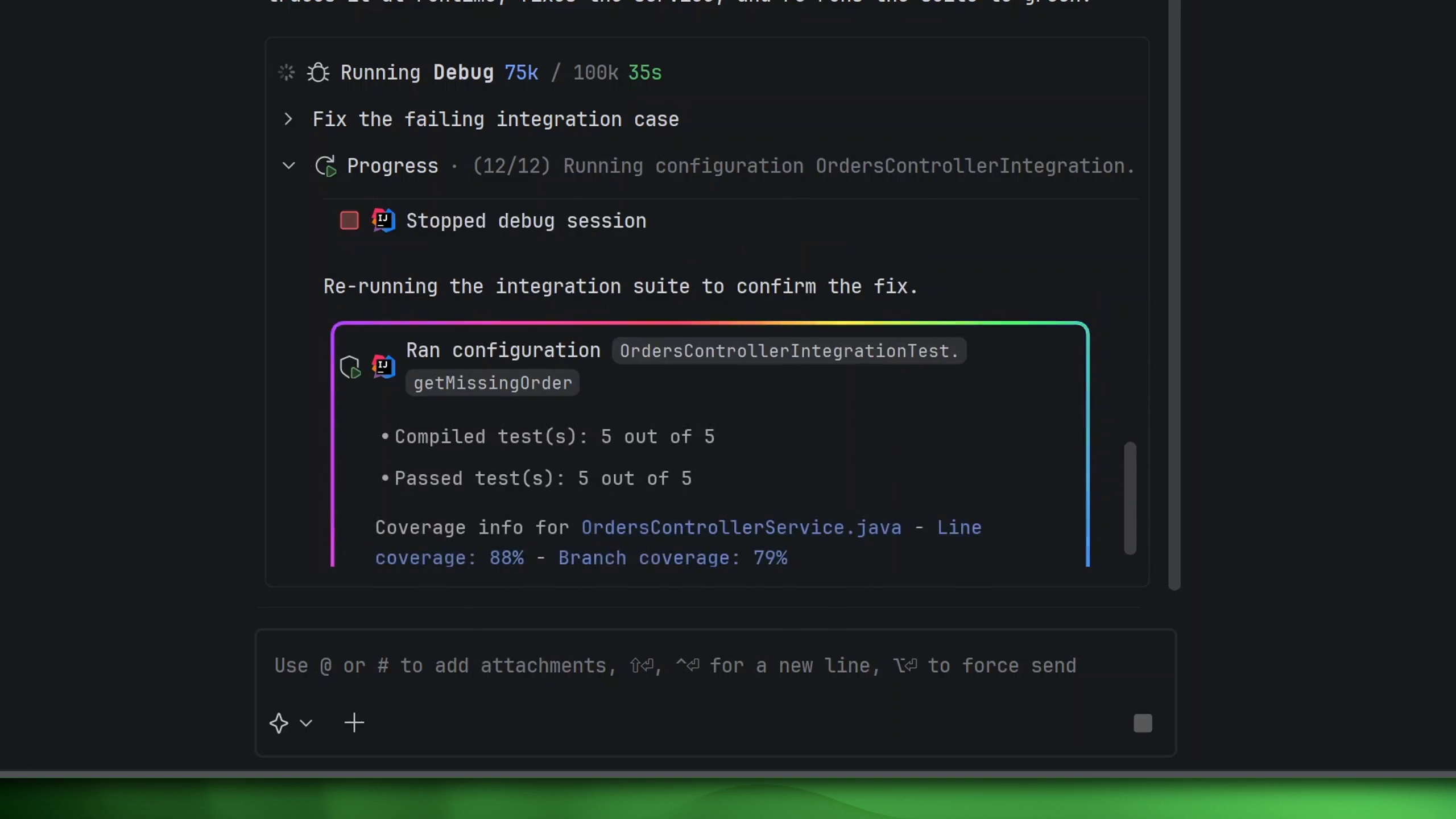 Explyt gives the agent access to debugger state and runtime values